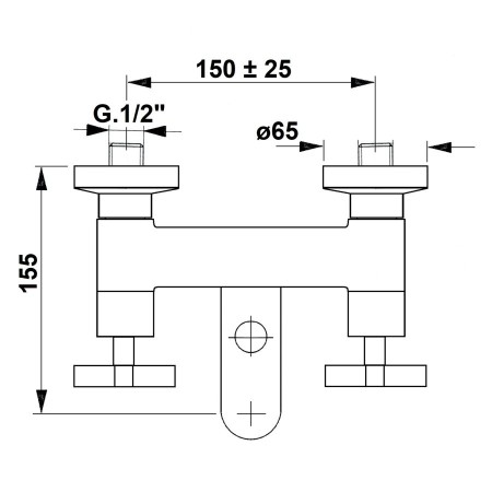 Sapho Trax bateria wannowa ścienna chrom 681