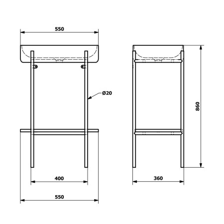 Sapho Puno konsola z umywalką 550x860x360mm złoty mat SKA570-5-01