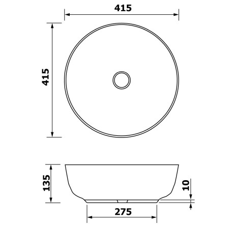 Sapho Priori umywalka ceramiczna nablatowa ? 415cm miedź PI040