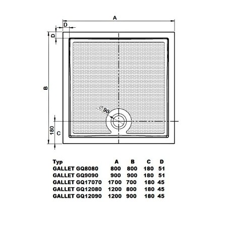 Gelco Gallet brodzik prysznicowy kompozytowy prostokąt 170x70cm GQ17070