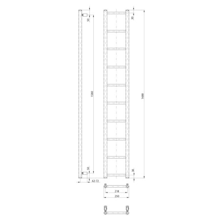 Sapho Dina grzejnik łazienkowy 250x1680mm czarny mat IR377TB