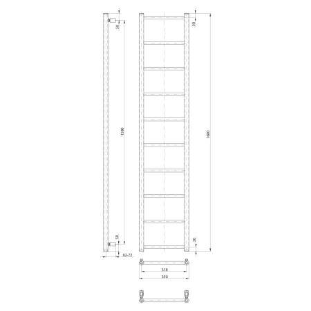 Sapho Dina grzejnik łazienkowy 350x1680mm biały IR378TW