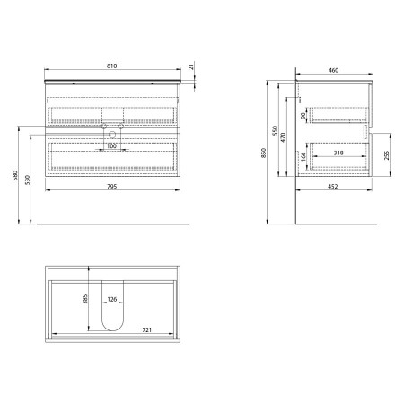 Aqualine Paneda szafka umywalkowa 795x55x452cm biały PN280