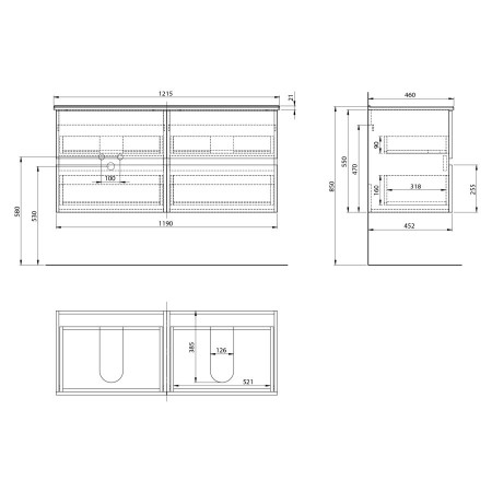 Aqualine Paneda szafka umywalkowa 119x55x452cm biały PN212