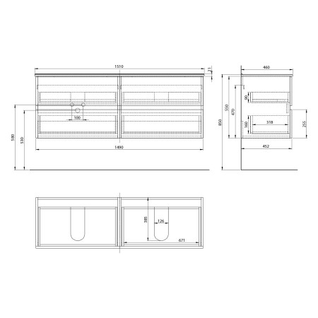 Aqualine Paneda szafka umywalkowa 149x55x452cm biały PN215