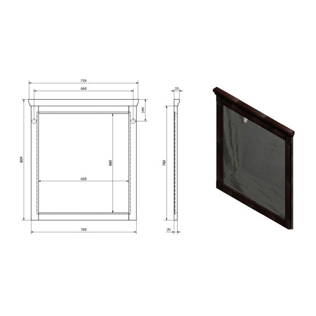 Sapho Cross lustro w drewnianej ramie 70x80cm buk CR312