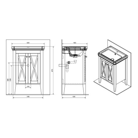 Sapho Cross szafka umywalkowa 55x81x43cm buk CR360