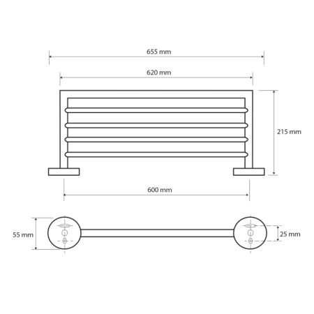 Sapho X-ROUND półka na ręczniki 655mm chrom XR413