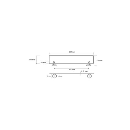 Sapho X-ROUND półka szklana 600x130mm XR610