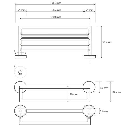 Sapho X-STEEL półka na ręczniki z relongiem stal nierdzewna szczotkowana XS406