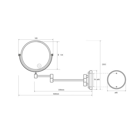 Sapho X-ROUND E lusterko kosmetyczne średnica 150mm chrom XR005