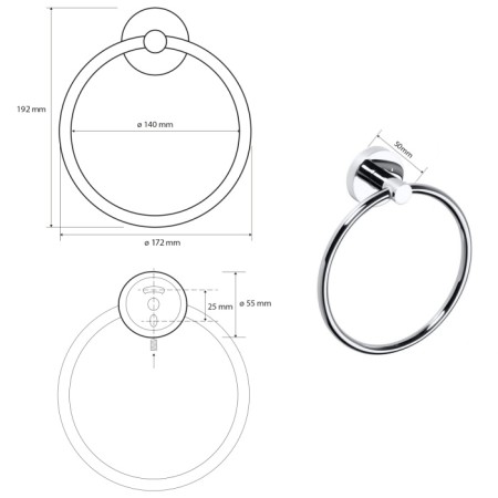 Sapho X-ROUND E wieszak na ręczniki koło chrom XR411