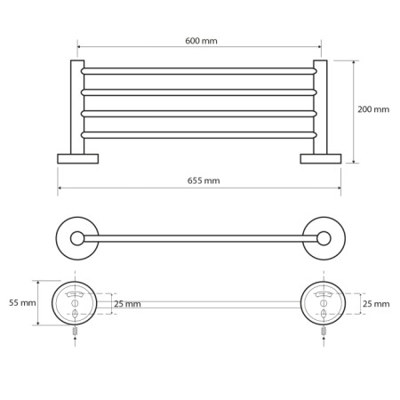 Sapho X-ROUND E półka na ręczniki 655mm chrom XR412