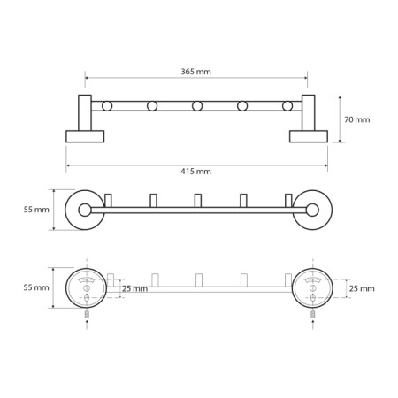 Sapho X-ROUND E wieszak 395mm chrom XR214