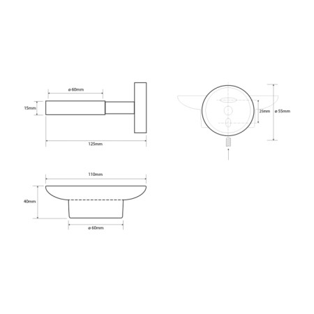 Sapho X-STEEL mydelniczka szklana stal nierdzewna szczotkowana XS802