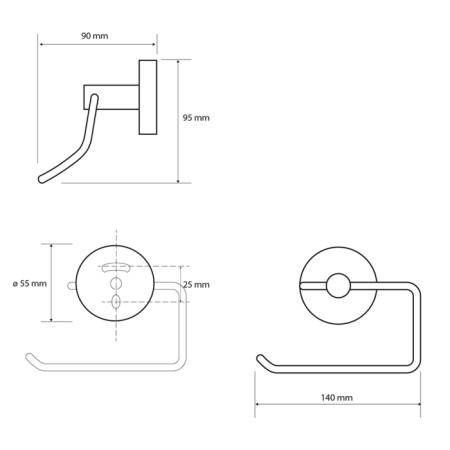 Sapho X-ROUND E wieszak na papier toaletowy chrom XR704