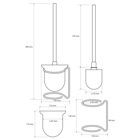 Sapho X-ROUND E WC szczotka stojąca chrom XR302