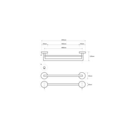 Sapho X-STEEL wieszak na ręczniki podwójny 655mm stal nierdzewna szczotkowana XS403