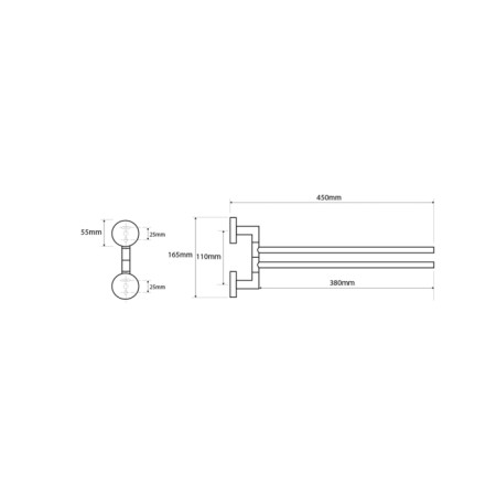 Sapho X-ROUND podwójny wieszak na ręczniki obrotowy 450mm chrom XR403