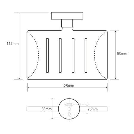 Sapho X-ROUND mydelniczka prostokątna z otworami chrom XR804