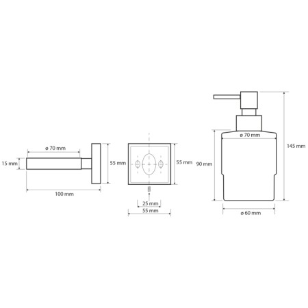 Sapho X-SQUARE dozownik mydła MINI 200ml chrom XQ101