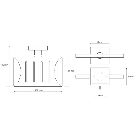 Sapho X-SQUARE mydelniczka prostokatna z otworami chrom XQ800