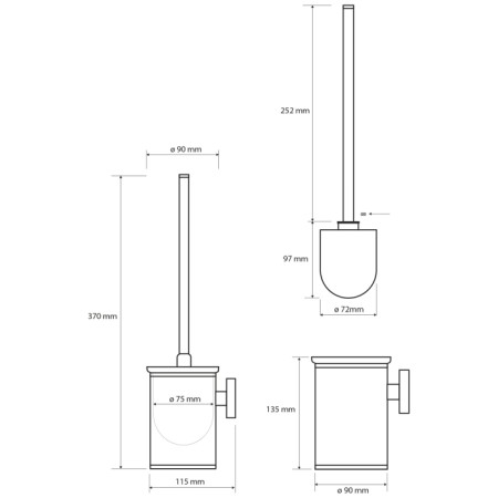 Sapho X-STEEL szczotka WC czarna stal nierdzewna szczotkowana XS305