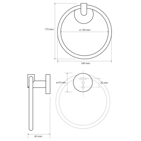 Sapho X-ROUND BLACK wieszak na ręczniki okrągły czarny XB403