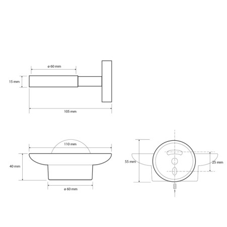 Sapho X-ROUND BLACK mydelniczka szkło mleczne czarny XB800