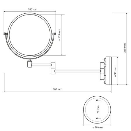 Sapho Lusterko kosmetyczne powiększjące obustronne zawieszane150 mm brąz XP012