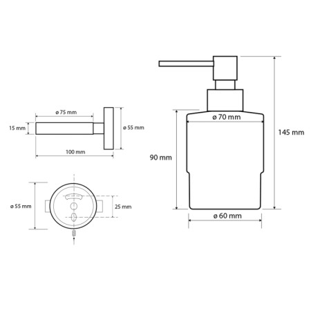 Sapho X-ROUND BLACK dozownik mydła szklo mleczne 200ml czarny XB101