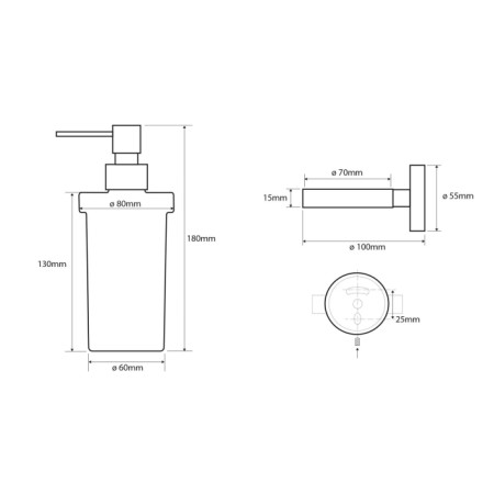 Sapho X-ROUND WHITE dozownik mydła szklo mleczne 230ml biały XW101