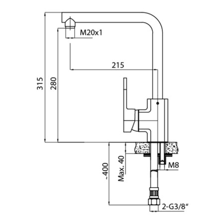 Sapho INOVA bateria kuchenna wysokość 275mm chrom RH125