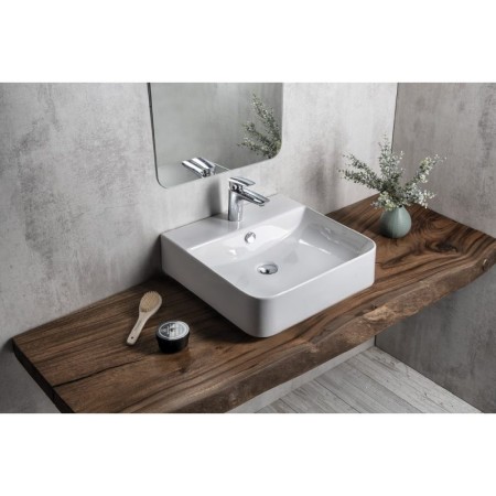 Isvea SOTT AQUA umywalka wisząca/nablatowa 51x50cm biała 10SQ51051