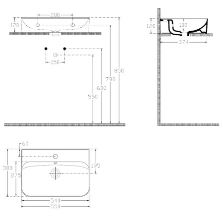 Isvea SISTEMA U umywalka ceramiczna 55x38cm biała 10PL53055