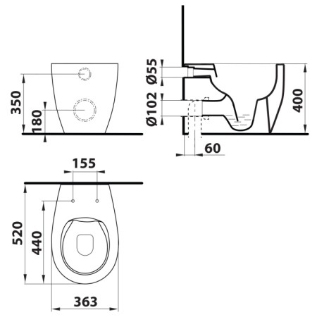 Isvea SENTIMENTI miska WC 36x52 cm Rimless dolny/tylny odpływ biały 10SM10004SV