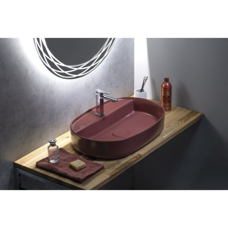 Isvea INFINITY OVAL umywalka ceramiczna nablatowa 60x40cm maroon red mat 10NF65060-2R