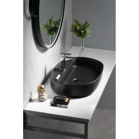 Isvea INFINITY OVAL umywalka ceramiczna nablatowa 60x40cm czarny mat 10NF65060-2N