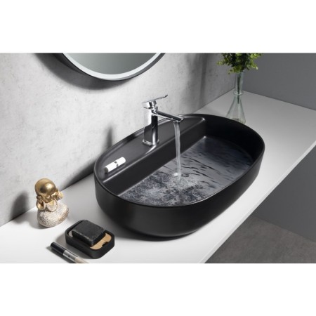 Isvea INFINITY OVAL umywalka ceramiczna nablatowa 60x40cm czarny mat 10NF65060-2N