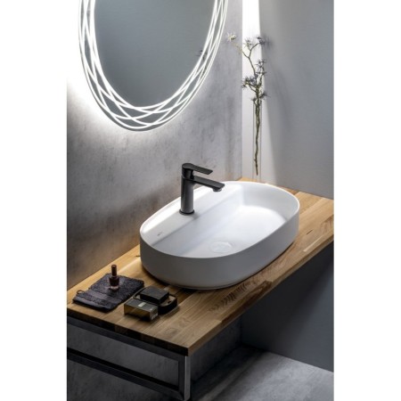 Isvea INFINITY OVAL umywalka ceramiczna nablatowa 60x40cm biały mat 10NF65060-2L