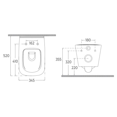 Isvea Vea miska wisząca 52x34,5 Rimless biała 10VA02001