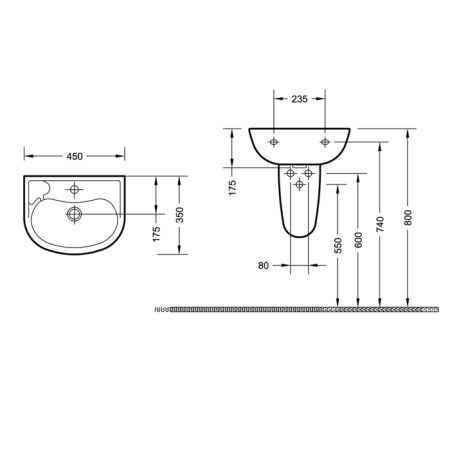 Isvea Umywalka ceramiczna 45x35 cm 3019 10TP71045