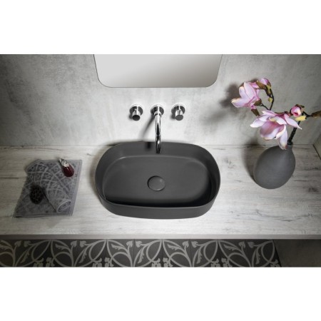 Isvea INFINITY OVAL umywalka ceramiczna nablatowa 55x36cm antracyt 10NF65055-2C