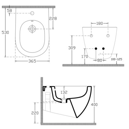 Isvea INFINITY bidet wiszący 36.5x53cm biały 10NF41001