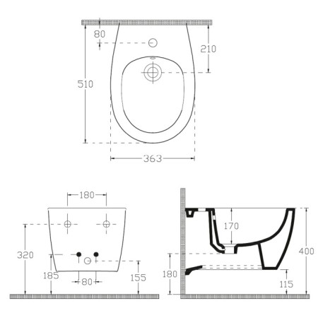 Isvea SENTIMENTI bidet wiszący 36x51 cm 10AR41010SV