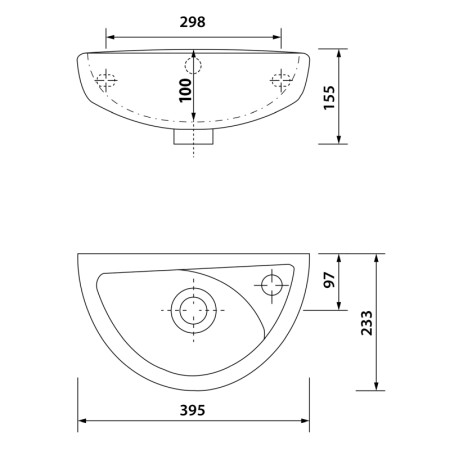CREAVIT OVAL umywalka ceramiczna 39x23cm biała TP040