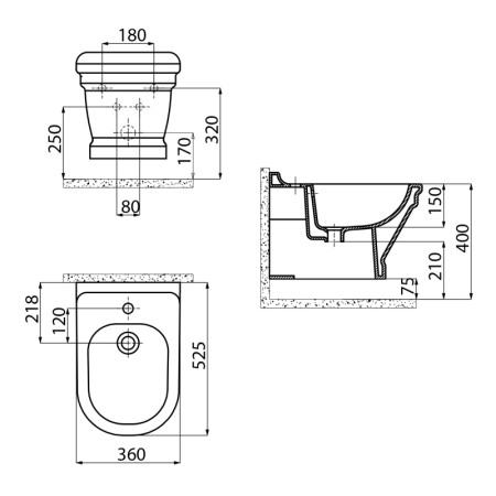 CREAVIT ANTIK bidet wiszący AN510