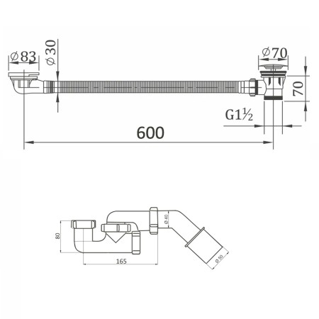 Kongelato Syfon wannowy click-clack czarny KG220