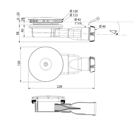 Wirquin odpływ brodzikowy SLIM fi 90mm z silikonową membraną 30722799